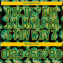 Load image into Gallery viewer, Custom Black Kelly Green-Gold 3D Pattern Design Tropical Monstera Authentic Baseball Jersey