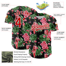 Load image into Gallery viewer, Custom Black Red-White 3D Pattern Design Tropical Plant And Bird Authentic Baseball Jersey