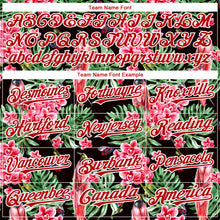 Load image into Gallery viewer, Custom Black Red-White 3D Pattern Design Tropical Plant And Bird Authentic Baseball Jersey