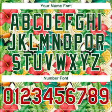 Load image into Gallery viewer, Custom White Red-Green 3D Pattern Design Tropical Plant And Bird Authentic Baseball Jersey