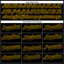 Load image into Gallery viewer, Custom Black Gold 3D Pattern Design Diagonal Stripes Authentic Baseball Jersey