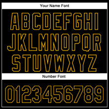 Load image into Gallery viewer, Custom Black Gold 3D Pattern Design Diagonal Stripes Authentic Baseball Jersey