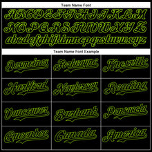 Load image into Gallery viewer, Custom Black Neon Green 3D Pattern Design Diagonal Stripes Authentic Baseball Jersey