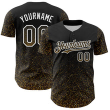 Load image into Gallery viewer, Custom Black Old Gold-White 3D Pattern Design Abstract Colorful Glittering Dot Authentic Baseball Jersey