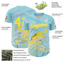 Load image into Gallery viewer, Custom Ice Blue Light Yellow-White 3D Pattern Design Abstract Liquid Fluid Art Authentic Baseball Jersey