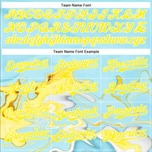 Load image into Gallery viewer, Custom Ice Blue Light Yellow-White 3D Pattern Design Abstract Liquid Fluid Art Authentic Baseball Jersey