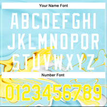 Load image into Gallery viewer, Custom Ice Blue Light Yellow-White 3D Pattern Design Abstract Liquid Fluid Art Authentic Baseball Jersey