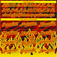 Load image into Gallery viewer, Custom Red Black-Light Yellow 3D Pattern Design Flame Authentic Baseball Jersey