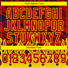 Load image into Gallery viewer, Custom Red Black-Light Yellow 3D Pattern Design Flame Authentic Baseball Jersey