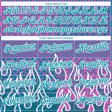 Load image into Gallery viewer, Custom Pink Teal-White 3D Pattern Design Flame Authentic Baseball Jersey