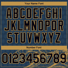 Load image into Gallery viewer, Custom US Navy Blue Black-Old Gold 3D Pattern Design Wave Authentic Baseball Jersey