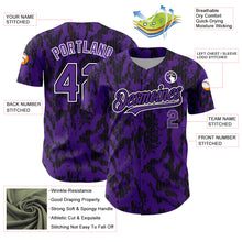 Load image into Gallery viewer, Custom Purple Black-White 3D Pattern Design Abstract Fluid Authentic Baseball Jersey