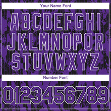 Load image into Gallery viewer, Custom Purple Black-White 3D Pattern Design Abstract Fluid Authentic Baseball Jersey
