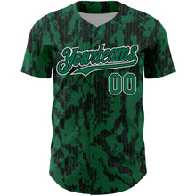 Load image into Gallery viewer, Custom Kelly Green Black-White 3D Pattern Design Abstract Fluid Authentic Baseball Jersey