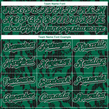 Load image into Gallery viewer, Custom Kelly Green Black-White 3D Pattern Design Abstract Fluid Authentic Baseball Jersey