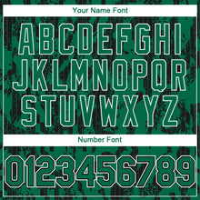 Load image into Gallery viewer, Custom Kelly Green Black-White 3D Pattern Design Abstract Fluid Authentic Baseball Jersey