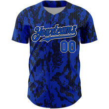 Load image into Gallery viewer, Custom Thunder Blue Black-White 3D Pattern Design Abstract Fluid Authentic Baseball Jersey