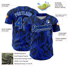 Load image into Gallery viewer, Custom Thunder Blue Black-White 3D Pattern Design Abstract Fluid Authentic Baseball Jersey