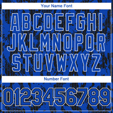 Load image into Gallery viewer, Custom Thunder Blue Black-White 3D Pattern Design Abstract Fluid Authentic Baseball Jersey