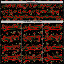 Load image into Gallery viewer, Custom Black Red-Green 3D Pattern Design Gothic Style Rose Authentic Baseball Jersey