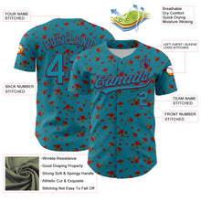 Load image into Gallery viewer, Custom Teal Maroon 3D Pattern Design Gothic Style Rose Authentic Baseball Jersey