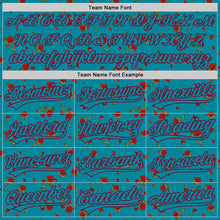 Load image into Gallery viewer, Custom Teal Maroon 3D Pattern Design Gothic Style Rose Authentic Baseball Jersey