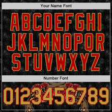 Load image into Gallery viewer, Custom Black Old Gold-Red 3D Pattern Design Gothic Style Gun With Rose Authentic Baseball Jersey