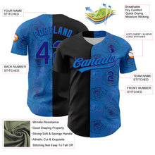 Load image into Gallery viewer, Custom Blue Dark Purple-Black 3D Pattern Design Gothic Style Rose Authentic Baseball Jersey