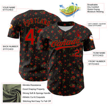 Load image into Gallery viewer, Custom Black Red-Green 3D Pattern Design Gothic Style Rose Authentic Baseball Jersey