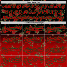 Load image into Gallery viewer, Custom Black Red-Green 3D Pattern Design Gothic Style Rose Authentic Baseball Jersey