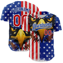 Load image into Gallery viewer, Custom White Red-Royal 3D American Flag Eagle And Star Authentic Baseball Jersey
