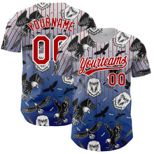 Load image into Gallery viewer, Custom White Red-Royal 3D Pattern Design American Eagle Authentic Baseball Jersey