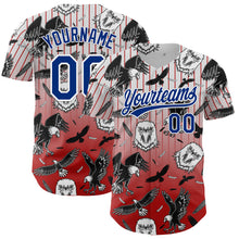 Load image into Gallery viewer, Custom Red Royal-White 3D Pattern Design American Eagle Authentic Baseball Jersey