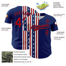 Load image into Gallery viewer, Custom US Navy Blue Red 3D American Flag And Star Authentic Baseball Jersey