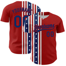 Load image into Gallery viewer, Custom Red US Navy Blue 3D American Flag And Star Authentic Baseball Jersey
