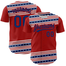 Load image into Gallery viewer, Custom Red US Navy Blue 3D American Flag And Star Authentic Baseball Jersey