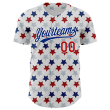 Load image into Gallery viewer, Custom White Red-Royal 3D Pattern Design Star Authentic Baseball Jersey