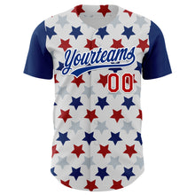 Load image into Gallery viewer, Custom White Red-Royal 3D Pattern Design Star Authentic Baseball Jersey