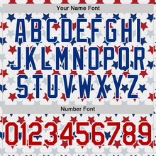 Load image into Gallery viewer, Custom White Red-Royal 3D Pattern Design Star Authentic Baseball Jersey