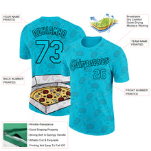 Load image into Gallery viewer, Custom Lakes Blue Black 3D Pattern Design Food Pizza Performance T-Shirt