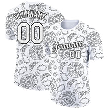 Load image into Gallery viewer, Custom White Black 3D Pattern Design Food Pizza Performance T-Shirt