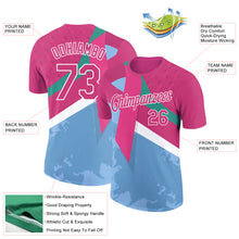 Load image into Gallery viewer, Custom Hot Pink Light Blue-White 3D Pink Ribbon Breast Cancer Performance T-Shirt