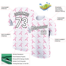 Load image into Gallery viewer, Custom White Black 3D Pink Ribbon Breast Cancer Performance T-Shirt