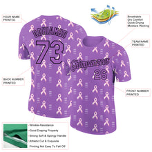 Load image into Gallery viewer, Custom Medium Purple Black 3D Pink Ribbon Breast Cancer Performance T-Shirt