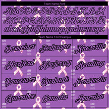 Load image into Gallery viewer, Custom Medium Purple Black 3D Pink Ribbon Breast Cancer Performance T-Shirt