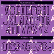 Load image into Gallery viewer, Custom Medium Purple Black 3D Pink Ribbon Breast Cancer Performance T-Shirt