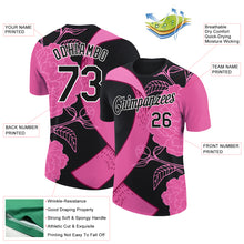 Load image into Gallery viewer, Custom Black Pink-White 3D Pink Ribbon Breast Cancer Performance T-Shirt