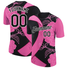 Load image into Gallery viewer, Custom Black Pink-White 3D Pink Ribbon Breast Cancer Performance T-Shirt