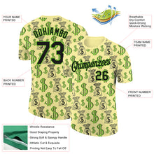 Load image into Gallery viewer, Custom Light Yellow Black-Aurora Green 3D Pattern Design Dollar Sign Money Theme Performance T-Shirt