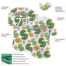Load image into Gallery viewer, Custom White Black 3D Pattern Design Dollar Sign Money Theme Performance T-Shirt